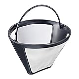 Westmark Dauer-Kaffeefilter, Für 8-12 Tassen Kaffee, Filtergröße 4, mit Edelstahlgewebe, Kunststoff, Schwarz/Silber, 24432260