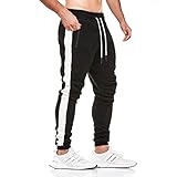 JustSun Jogginghose Herren Baumwolle Trainingshose Männer Sporthose Herren Lang Joggers Jogging-Hose Herren Sweathose Hosen Fitness Trackpants Gym Outdoor Herren Schwarz L