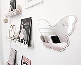 SWECOMZE Wandspiegel Kinder Spiegel, Skandinavische Spiegel Kinderzimmer, Kinderspiegel Spiegel Weiss Badezimmer-Spiegel Geschenke für Mädchen (Schmetterling)