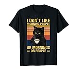 Black Cat Drink Coffee I Don’t Like Morning People T-S