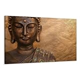 bestpricepictures 120 x 80 cm Bild auf Leinwand Buddha 5041-SCT deutsche Marke und Lager - Die Bilder/das Wandbild/der Kunstdruck ist fertig g