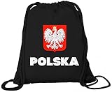 ShirtStreet Wappen Polska Poland Warschau Länder Premium Bio Baumwoll Turnbeutel Rucksack Stanley Stella Flagge Polen, Größe: onesize,Black