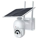 Ctronics 3G/4G LTE Überwachungskamera Aussen Akku 14400mAh 355°/95° Schwenkbar mit Solarpanel, 1080P Kabellos PTZ WLAN IP Kamera Outdoor, PIR und Radar Erkennung, Farb-Nachtsicht, 2-Weg