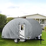 VEVOR Reiseanhänger Abdeckung Wohnwagen Schutzhülle Abdeckplane wasserdicht atmungsaktiv Vliesstoff Teardrop Anhängerabdeckung 569x183x229 cm für 18-20 Fuß Wohnmobil AllwetterKonservierung