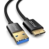 0,3m Nylon USB Micro USB 3.1 (USB 3.0) Festplattenkabel, 5Gbit/s, USB HDD Kabel, Datenkabel, Ladekabel schwarz, USB A Stecker auf Micro B Steck
