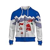 Hoodie Herren Herbst Winter Regular Fit Mit Reißverschluss Männer Jacke Urban Trend Mode Jugend Langarm Shirt Weihnachtsserie 3D Druck Herren Sweatshirt 1217B 3XL