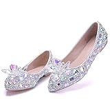 PoshWare Cinderella Bride Flats Crystal Glass Slipper Bridal Wedding Bridesmaid Fairytale Shoes (8)