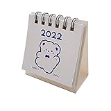 2022 Small Desk Calendar, Cute Cartoon Standing Flip Desk Calendar Single-side Printed Plan Notebook Suit for Office School (F)