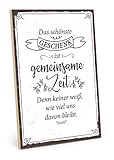 TypeStoff Holzschild mit Spruch – GEMEINSAME Zeit IST DAS SCHÖNSTE Geschenk – im Vintage-Look mit Zitat als Geschenk und Dekoration (Größe: 19,5 x 28,2 cm)