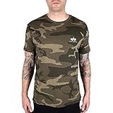 ALPHA INDUSTRIES Herren T-Shirt Backprint Camo Olive camo (Large, l)