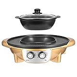 2 In 1 Tragbarer Elektrogrill 2200W Hot Pot Rauchloser Grill Für Indoor Outdoor Partys BBQ Tablett Elektrische Backform-Schwarz 2200 w