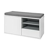 SoBuy FSR37-W Sitzbank mit Sitzkissen Bettbank Schuhschrank Garderobenbank weiß BHT ca: 80x46x35