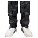 QH-Shop wasserdichte Gamaschen, Atmungsaktiv Gamaschen Unisex Outdoor Legging Gaiters Boot Abdeckungen Protektoren zum Wandern, Gehende, Klettern, Radfahren,1 Paar Schw