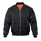 Lacsinmo Herren Bomberjacke Winter Full Zip Warm Military Fliegerjacke mit Reißverschlusstasche Gr. Medium, Schw