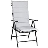 DeTeX 6er Set Stuhlauflage 120x45x5cm Stuhlkissen Polster Auflage Hochlehner Sitzauflage Garten Wendekissen Grau Grü