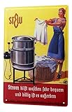 LEotiE SINCE 2004 Blechschild Dekoschild Küche Garage Nostalgie Wand Deko Schild Waschmaschine Wäschekorb Strom Werbung 20X30