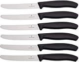 Victorinox 6 Stück Tafelmesser Brotzeitmesser Swiss Classic Schwarz E