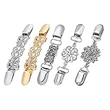 Amindz 5 Stück Pullover Clips,Vintage Pullover Clips,Strickjacke Kragen Clips mit Blumen Strass,Kragen Clips für Kleidung Schal Bluse Strickjack