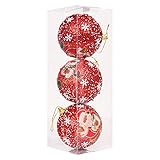 MYBOON 3Pieces Pailletten Weihnachtskugel Ornamente Bruchsichere Weihnachtsdekoration Baumkugel,Hängende Kugel,R