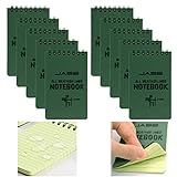MOAMUN Wasserdichtes Notizbuch, Taschengröße, taktisches Notizbuch, Spiralbindung, Notiznotizen, grünes Rasterpapier, Augenschutz für Outdoor-Aktivitäten (8,1 x 14 cm)
