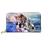 Hdadwy Videospiel Kingdom Hearts Wallet RFID-Blockierung Echtes Leder ZipAround Wallets Geldbörse Reisetasche um Kartenhalter Organizer Clutch Bag