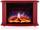 WECDS Gas - Kamin 900 / 1800W Compact Elektroherd Kamin Heizung , tragbare Freistehende mit realistischen Log - Brenner Flammeneffekt , Einstellbarer Thermostat & Safety Cut Off (rot)