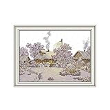 XIAOFANG Winterdorf Kreuzstich Kit Aida 14CT 11CT Count Drucken Leinwand Kreuzstiche Handarbeit DIY Handmade (Cross Stitch Fabric CT Number : 18ct unprint Canvas, Size : Cotton Thread)