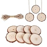 LEISHENT Holzscheiben Basteln Unvollendete Holzkreise Für DIY Handwerk Holz-Scheiben Hochzeit Mittelstücke Durchmesser Ca. 2~2,4 Zoll,10 p