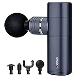 Massagepistole für Nacken Schulter Rücken, Tragbarer Leise Elektrisch Percussion Massage Gun mit 4 Massageköpfen, Mini Tiefengewebe Massagepistole , 5 Geschwindigkeiten Vibrationsgerät (Grau)
