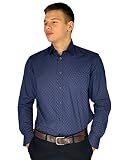 Pierre Cardin Herren Langarm Freizeithemd mit Unterschrift Stickerei (XL, Navy/White Geo)
