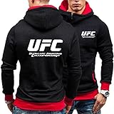 Bedruckter Kapuzenpullover New UFC Printed Herren Sweater Hoodie Sportbekleidung Herbst und Winter Dicker Warmer Oberkörperpullover mit Reißverschluss (Farbe: Schwarz 15, Größe: XXXL)