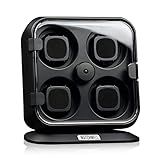 Watchwell® Uhrenbeweger Modena, Schwarz, Blaue LED Beleuchtung, für 4 Automatik