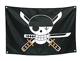 CosplayStudio One Piece Flagge mit Jolly Roger | Fahne von Lorenor Zorro | 88x60