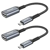 Nimaso Micro OTG Kabel [2 Stück], USB 2.0 auf Micro USB OTG Adapter Nylon Kompatibel für Samsung Galaxy S5 S6 S7 Edge, Note 5,Galaxy Tab 3,Huawei P9/P10 Lite,Android Smartphones/Tab