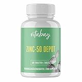 Vitabay Zink 50 Depot • 500 vegane Tabletten • Aus hochwertigem Zinkgluconat • H