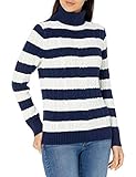 Amazon Essentials Fisherman Cable Turtleneck Sweater pullover-sweaters, Marineblau/Weiß gestreift, M