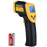 Etekcity Digital Laser Infrarot Thermometer IR Pyrometer berührungslos Temperaturmessgerät Temperaturmesser, -50 bis +380°C, LCD Beleuchtung, Gelb/Schwarz, Lasergrip 774 (Nicht für Menschen)