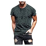 Dasongff Oversize Herren Rundhals Shirt Sommer T-Shirt Herren Fitness T-Shirt Bodybuilding Tshirts Workout Männer Sport Trainingsshirt Casual Slim Fit Große Bedruckt Kurzarm Top