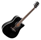 Classic Cantabile WS-20 BKEQ Dreadnought Westerngitarre - Akustikgitarre mit Stahlsaiten - Gitarre mit Tonabnehmer und 3-Band Equalizer - Geschlossene und Gummierte Chrom-Mechaniken - Schw