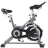 ANCHEER Heimtrainer Hometrainer Fahrrad Indoor Cycling Fitnessbikes, Verstellbarem Sitzkissen, 22KG Silent Belt Drive Verchromtes mit Halterung, Lenker und Basis bis 150KG