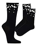 Wowerat 2 Paar schwarze Socken mit kuenstlichen Perlen für Damen und Teenager Baumwolle (39/42)