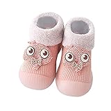 WEXCV Süße Kinder Socken Schuhe Einfarbig Weicher Boden Fleece Warme rutschfeste Bodensocken Schuhe Kleinkinderschuhe Winter Indoor Jungen und Mädchen Babysocken, 3 Monate-3.5 J