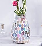 Kleine Blumenvase für Heimdekoration, 12,7 cm, Mosaik, handgefertigt, Tischdekoration, Mosaik-Akzentbehälter für Büro, Wohnzimmer, Küche, Hochzeit (Muschelblatt)