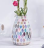 Kleine Blumenvase für Heimdekoration, 12,7 cm, Mosaik, handgefertigt, Tischdekoration, Mosaik-Akzentbehälter für Büro, Wohnzimmer, Küche, Hochzeit (Muschelblatt)