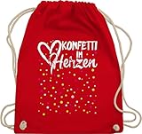 Shirtracer Karneval & Fasching Kostüm Outfit - Konfetti im Herzen - weiß - Unisize - Rot - konfetti im herzen turnbeutel - WM110 - Turnbeutel und Stoffbeutel aus Baumw