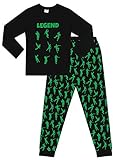 The Pyjama Factory Pyjama-Schlafanzug mit Emote-Legende für Tanzspiele und Gaming, Baumwolle, lang, Schwarz / Grün Gr. 9-10 Jahre, Schw