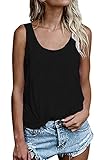 Damen Shirts Ärmellose Sommer Tunika Loose Fit Tank Tops (786Schwarz, Large)