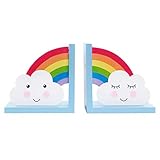 Sass & Belle Day Dreams Buchstützen aus Holz, Regenbogen- und Wolken-Motiv, 2-teiliges S