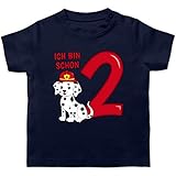 Baby Geburtstag Geburtstagsgeschenk - Ich Bin Schon 2 Feuerwehr Hund - 18/24 Monate - Navy Blau - Shirt 2 Jahre Geburtstag - BZ02 - Baby T-S