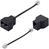 Telefonadapter,SHONCO 2er-Pack schwarz Telefonteiler,mit RJ11 6P4C-Steckern, geeignet für T